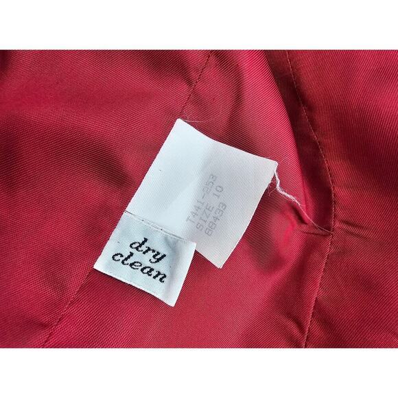 Vtg Pendleton Women's 12 Virgin Wool Red & Blue Houndstooth Jacket & Skirt Set - Picture 11 of 15